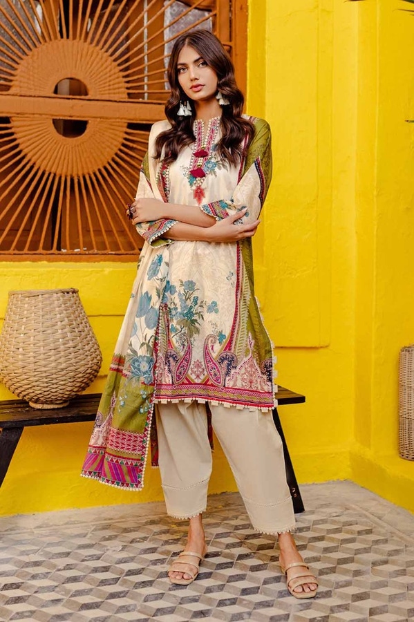 UAE -3PC Printed Lawn Unstitched Suit CL-42137