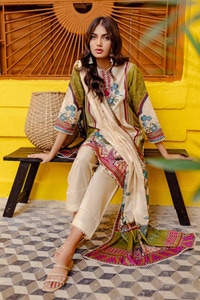 UAE -3PC Printed Lawn Unstitched Suit CL-42137