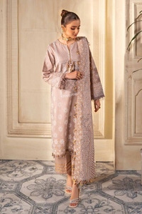 UAE -3PC Foam and Gold Printed Lawn Unstitched Suit CL-42169 A