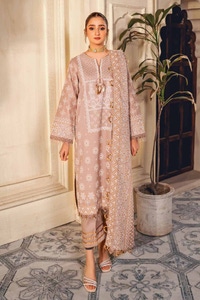 UAE -3PC Foam and Gold Printed Lawn Unstitched Suit CL-42169 A