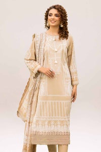 UAE -3PC Unstitched Embroidered Lacquer Printed Suit with Lacquer Printed Lawn Dupatta CL-42179