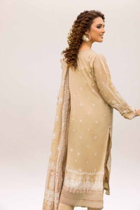 UAE -3PC Unstitched Embroidered Lacquer Printed Suit with Lacquer Printed Lawn Dupatta CL-42179