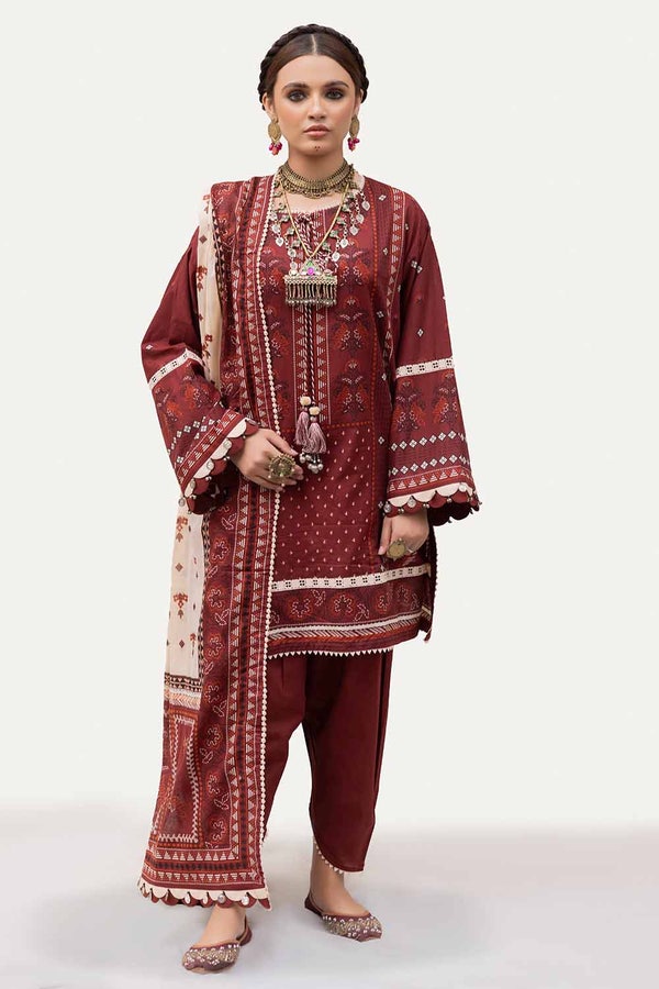 UAE -3PC Unstitched Printed Lawn Suit CL-42206