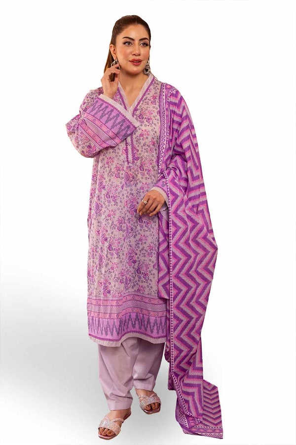 UAE -3PC Unstitched Printed Lawn Suit CL-42299 B