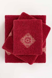 UAE -Claret Combed 3Pc Embroidered Towel Set