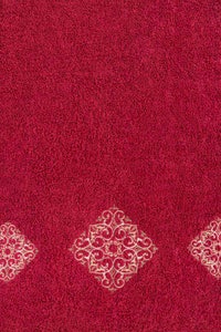 UAE -Claret Combed 3Pc Embroidered Towel Set