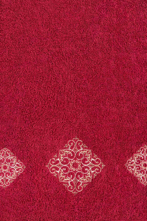 UAE -Claret Combed 3Pc Embroidered Towel Set
