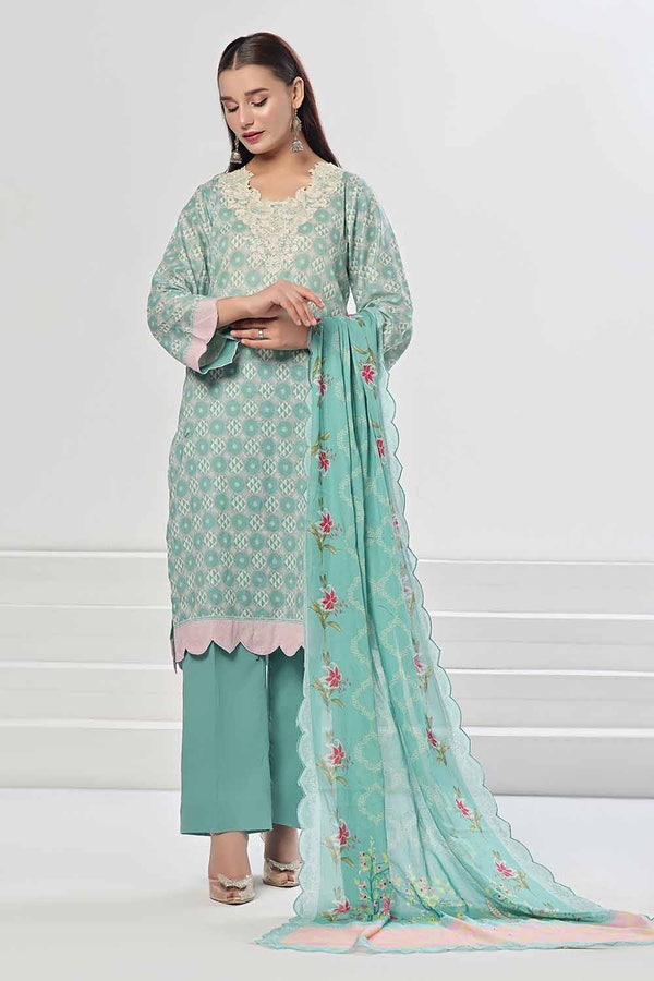 UAE -3 Piece Unstitched Embroidered Lawn Suit CLP-42104