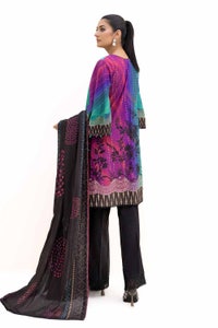 UAE -3 Piece Unstitched Printed Khaddar Suit with Printed Cotton Net Dupatta CN-42003
