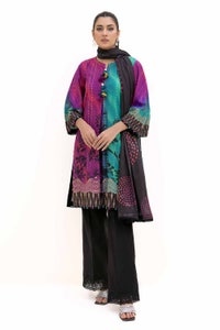 UAE -3 Piece Unstitched Printed Khaddar Suit with Printed Cotton Net Dupatta CN-42003