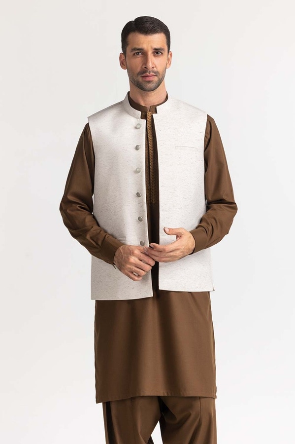 UAE -Cream Basic Waist Coat WC-PD24-014