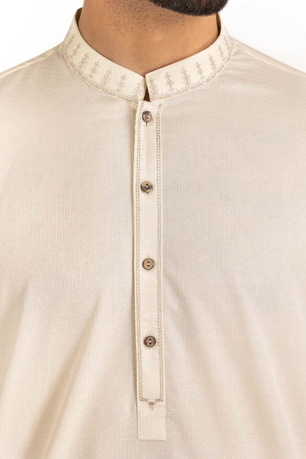 UAE -Cream Embroidered Kurta KR-EMB22-023