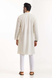 UAE -Cream Embroidered Kurta KR-EMB23-007