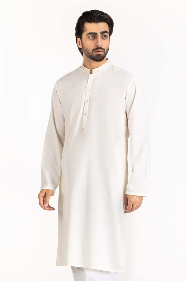UAE -Cream Embroidered Kurta KR-EMB24-011