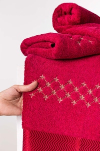 UAE -Crimson Combed Dyed Embroidered Towel 23W