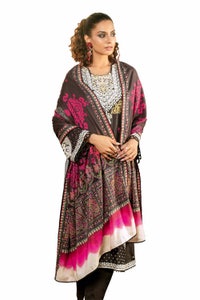 UAE -3 Piece Unstitched Embroidered Cotail Suit with Printed Twill Cotton Linen Dupatta CV-32010