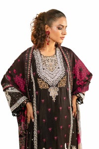 UAE -3 Piece Unstitched Embroidered Cotail Suit with Printed Twill Cotton Linen Dupatta CV-32010