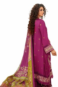 UAE -3 Piece Unstitched Embroidered Cotail Suit with Printed Twill Cotton Linen Dupatta CV-32011
