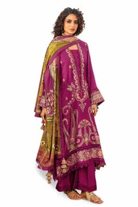 UAE -3 Piece Unstitched Embroidered Cotail Suit with Printed Twill Cotton Linen Dupatta CV-32011