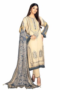 UAE -3 Piece Unstitched Embroidered Cotail Suit with Twill Cotton Linen Dupatta CV-32014