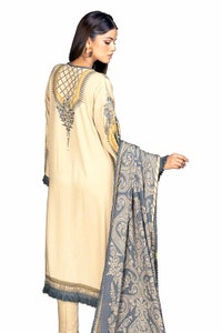 UAE -3 Piece Unstitched Embroidered Cotail Suit with Twill Cotton Linen Dupatta CV-32014