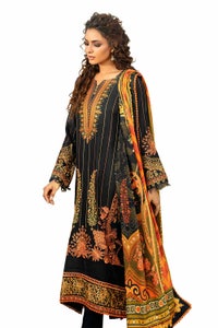 UAE -3 Piece Unstitched Embroidered Cotail Suit with Printed Twill Cotton Linen Dupatta CV-32015