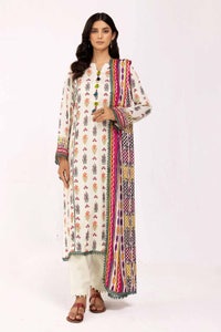 UAE -3 Piece Unstitched Printed Cotail Suit CV-42001