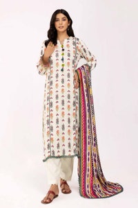 UAE -3 Piece Unstitched Printed Cotail Suit CV-42001