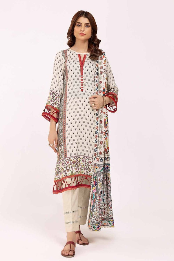 UAE -3 Piece Unstitched Printed Cotail Suit CV-42002