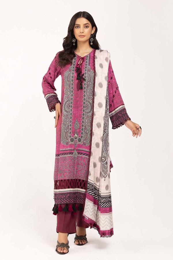 UAE -3 Piece Unstitched Printed Cotail Suit CV-42004
