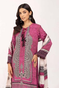 UAE -3 Piece Unstitched Printed Cotail Suit CV-42004