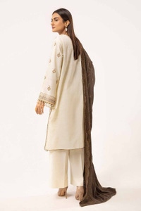 UAE -3 Piece Unstitched Embroidered Khaddar Suit with Twill Cotton Linen Dupatta CV-42011