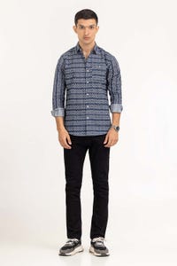 UAE -Dark Blue Printed Casual Shirt CS-PRT22-006