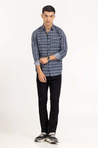 UAE -Dark Blue Printed Casual Shirt CS-PRT22-006