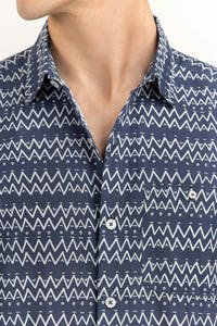 UAE -Dark Blue Printed Casual Shirt CS-PRT22-006