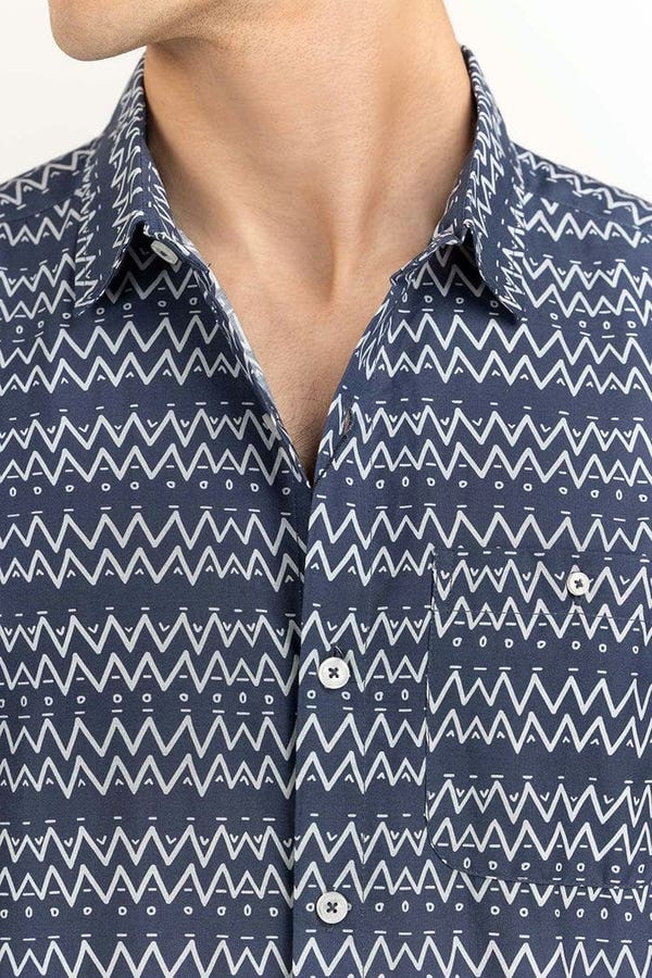 UAE -Dark Blue Printed Casual Shirt CS-PRT22-006