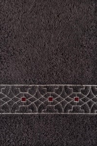UAE -Dark Grey Combed 3 Pcs Emb Towel Set