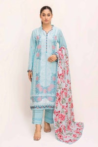 UAE -3 Piece Unstitched Embroidered Printed Lawn Suit with Printed Leno Dupatta DB-42016