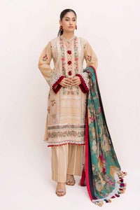 UAE -3 Piece Unstitched Embroidered Printed Lawn Suit with Printed Leno Dupatta DB-42017