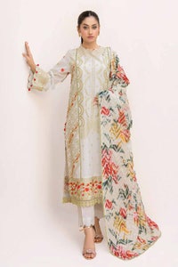 UAE -3 Piece Unstitched Schiffli Embroidered Lawn Suit with Printed Leno Dupatta DB-42018