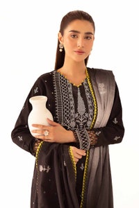 UAE -3 Piece Unstitched Embroidered Printed Jacquard Suit with Lawn Dupatta DB-42030