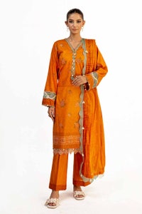 UAE -3 Piece Unstitched Embroidered Printed Jacquard Suit with Lawn Dupatta DB-42031