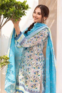 UAE -3PC Printed Lawn Unstitched Suit with Denting Lawn Dupatta DN-32109 A