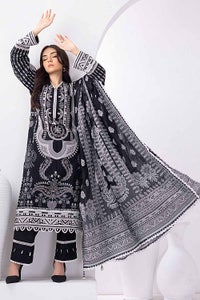 UAE -3PC Unstitched Embroidered Lawn Suit with Jacquard Dupatta MJ-32062