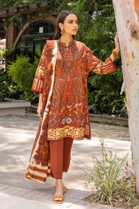 UAE -3PC Digital Printed Cambric Unstitched Suit with Lawn Dupatta CBN-32014