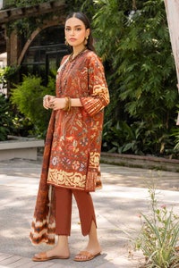 UAE -3PC Digital Printed Cambric Unstitched Suit with Lawn Dupatta CBN-32014