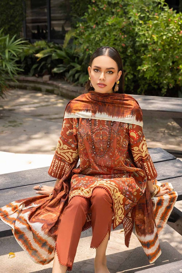 UAE -3PC Digital Printed Cambric Unstitched Suit with Lawn Dupatta CBN-32014