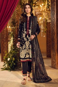 UAE -3PC Embroidered Lawn Suit with Prited Zari Stripe Dupatta FE-32076