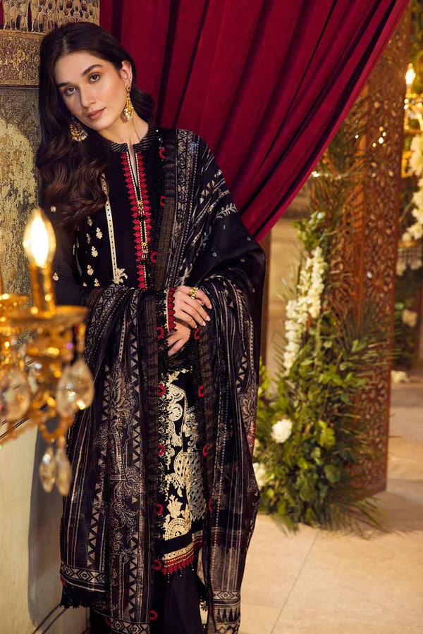 UAE -3PC Embroidered Lawn Suit with Prited Zari Stripe Dupatta FE-32076