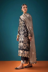 UAE -3PC Embroidered Unstitched Zari Lawn Shirt with Embroidered Cotton Net Dupatta and Inner PRW-32045